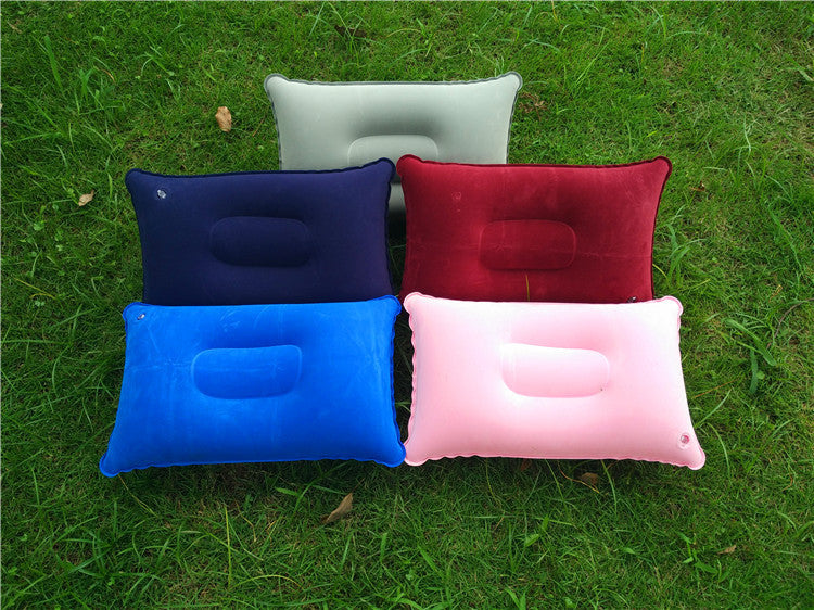 Wholesale Outdoor Pvc Pillows Travel Camping Thick Flocking Rectangular Inflatable Pillows Nap Companion Square Pillow