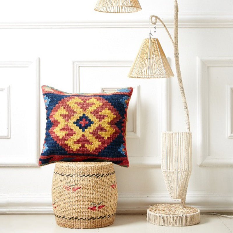 American Country Style Imported From India  Ethnic Style  Kilim Hand Woven Hard Wool Pillow Cover   Cushion