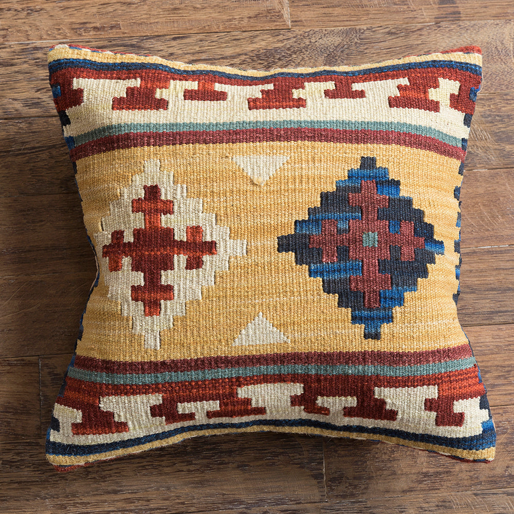 American Country Style Imported From India  Ethnic Style  Kilim Hand Woven Hard Wool Pillow Cover   Cushion