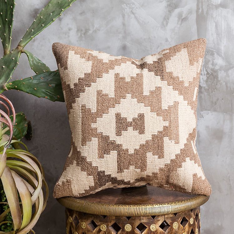 American Country Style Imported From India  Ethnic Style  Kilim Hand Woven Hard Wool Pillow Cover   Cushion