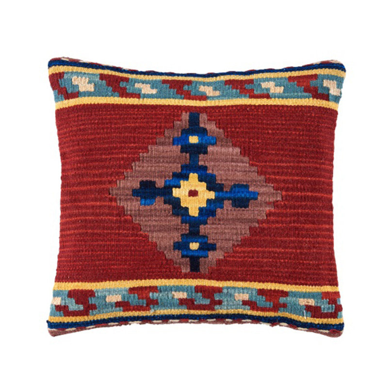 American Country Style Imported From India  Ethnic Style  Kilim Hand Woven Hard Wool Pillow Cover   Cushion