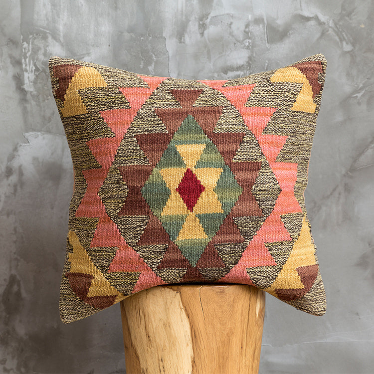 American Country Style Imported From India  Ethnic Style  Kilim Hand Woven Hard Wool Pillow Cover   Cushion