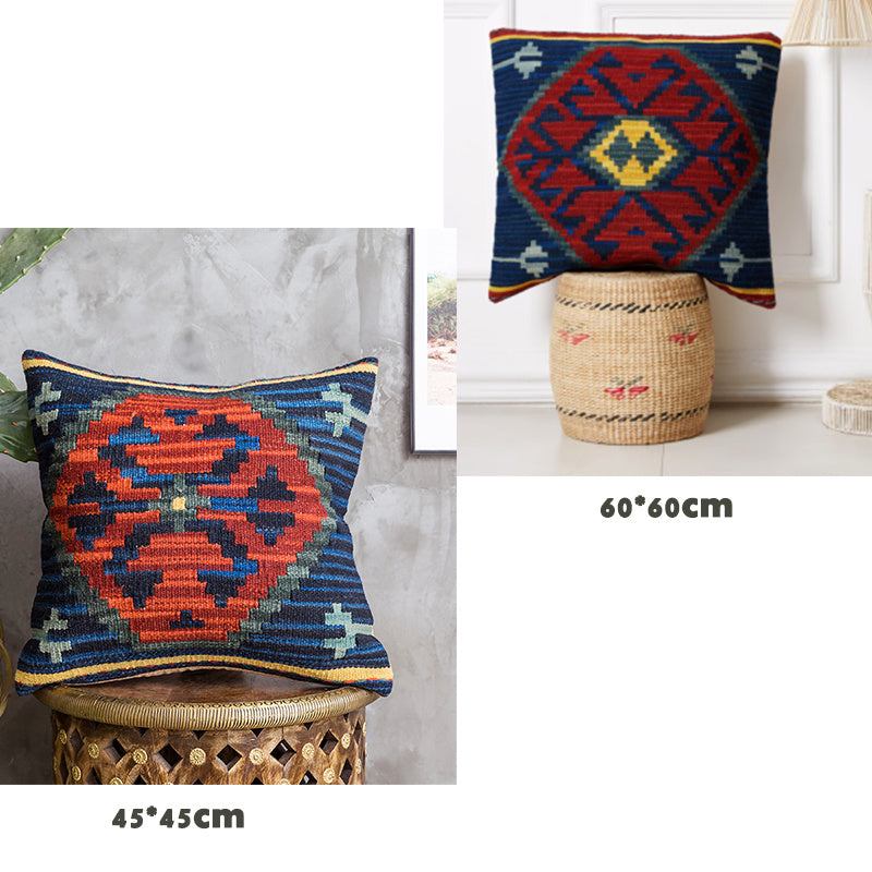 American Country Style Imported From India  Ethnic Style  Kilim Hand Woven Hard Wool Pillow Cover   Cushion