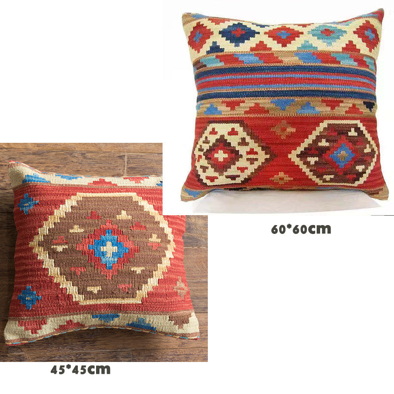 American Country Style Imported From India  Ethnic Style  Kilim Hand Woven Hard Wool Pillow Cover   Cushion