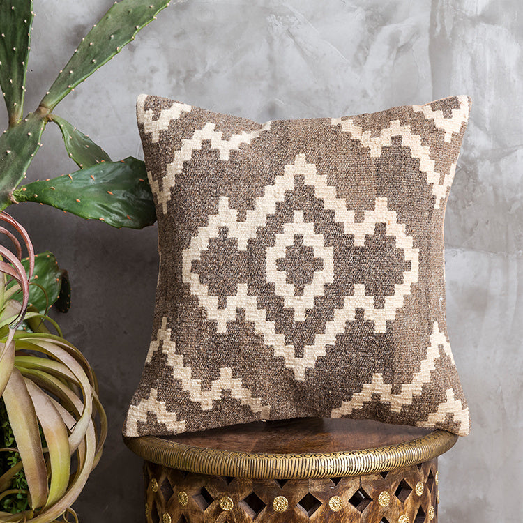 American Country Style Imported From India  Ethnic Style  Kilim Hand Woven Hard Wool Pillow Cover   Cushion