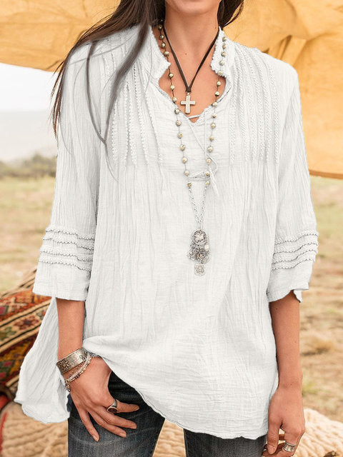 The Capri Luxe Relaxed V-Neck Blouse