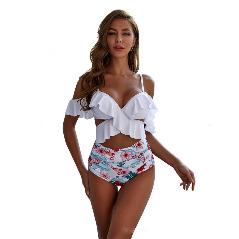 Ruffled Sexy, Split Gathered Swimsuit