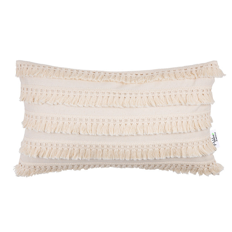 Fringed Material: Linen/Cotton Pillowcase Round Decorative Cover