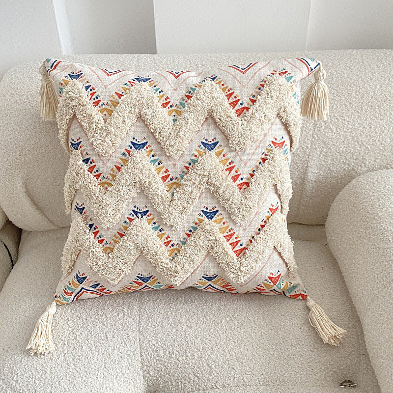 Knitted Fringe Pillow Cover