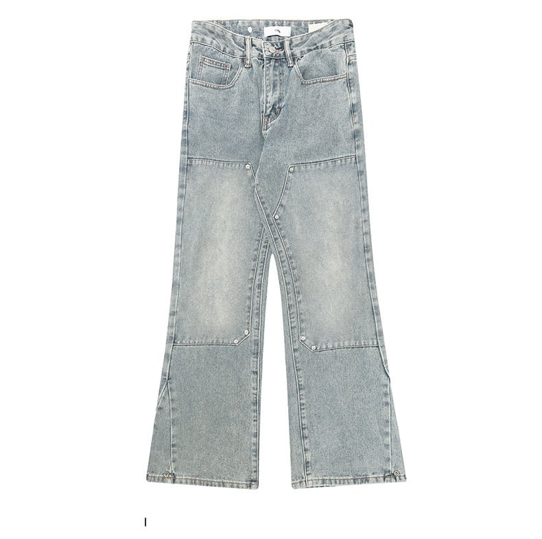 Washed Old Design Retro Sense Slightly Flared Jeans