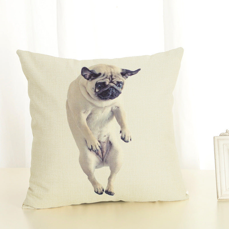 Pug Cotton Linen Pillow Cover