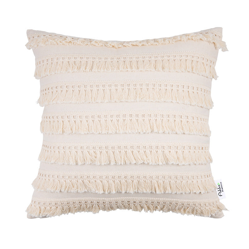 Fringed Material: Linen/Cotton Pillowcase Round Decorative Cover