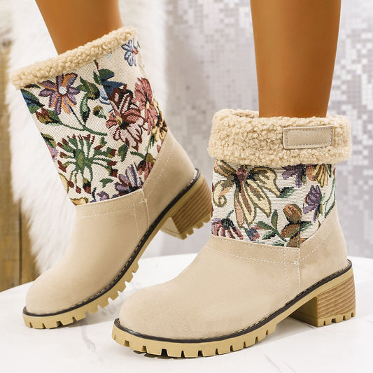 Aspen off-white embroidered plush-lined winter boots for women