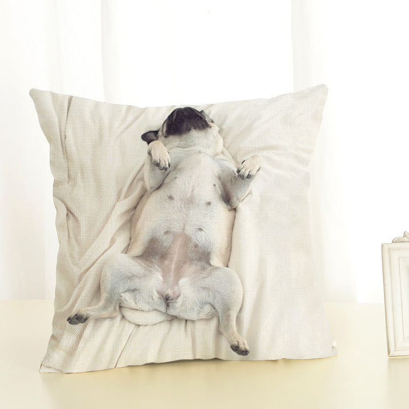 Pug Cotton Linen Pillow Cover