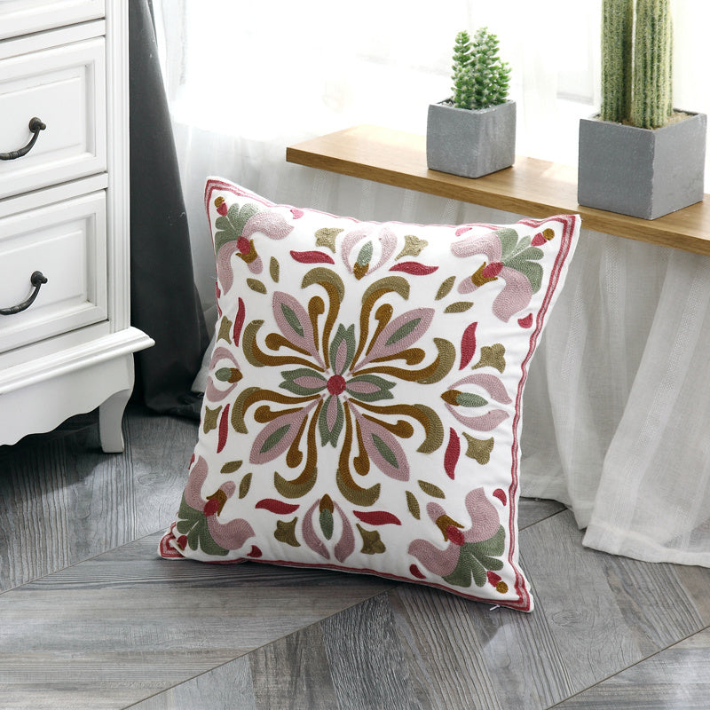 Cotton embroidered pillow cover