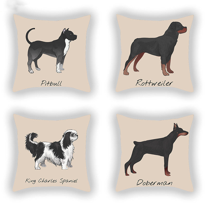 Doggies!  Printed Pillow Cover Short Plush - Cotton and Linen