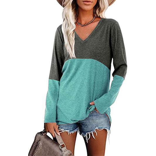The Capri Luxe Color block V-Neck Blouse