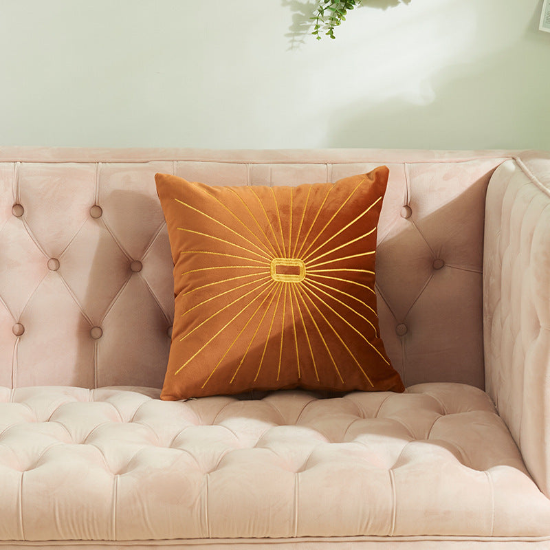 Velvet Gold Thread Embroidery Pillow Cover