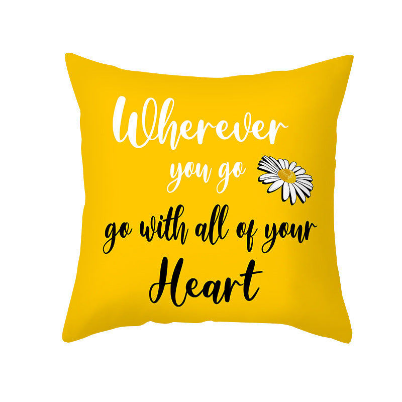 Yellow Daisy Flower Pillow Cover