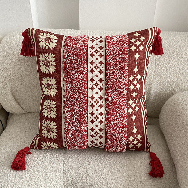 Knitted Fringe Pillow Cover