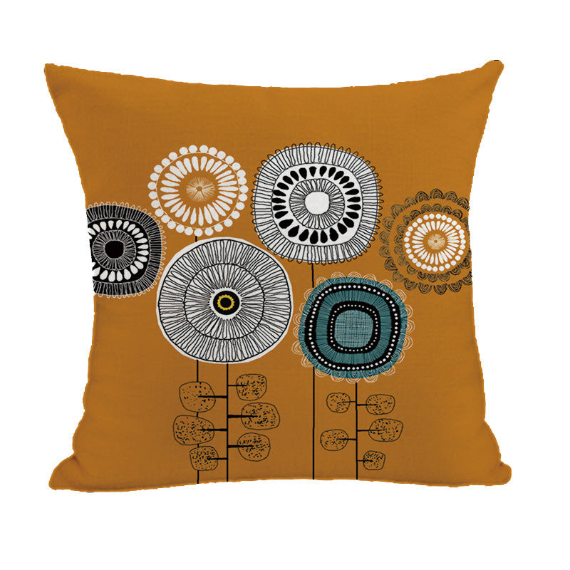 Linen Painted Style Geometric Abstract Pillow Cover