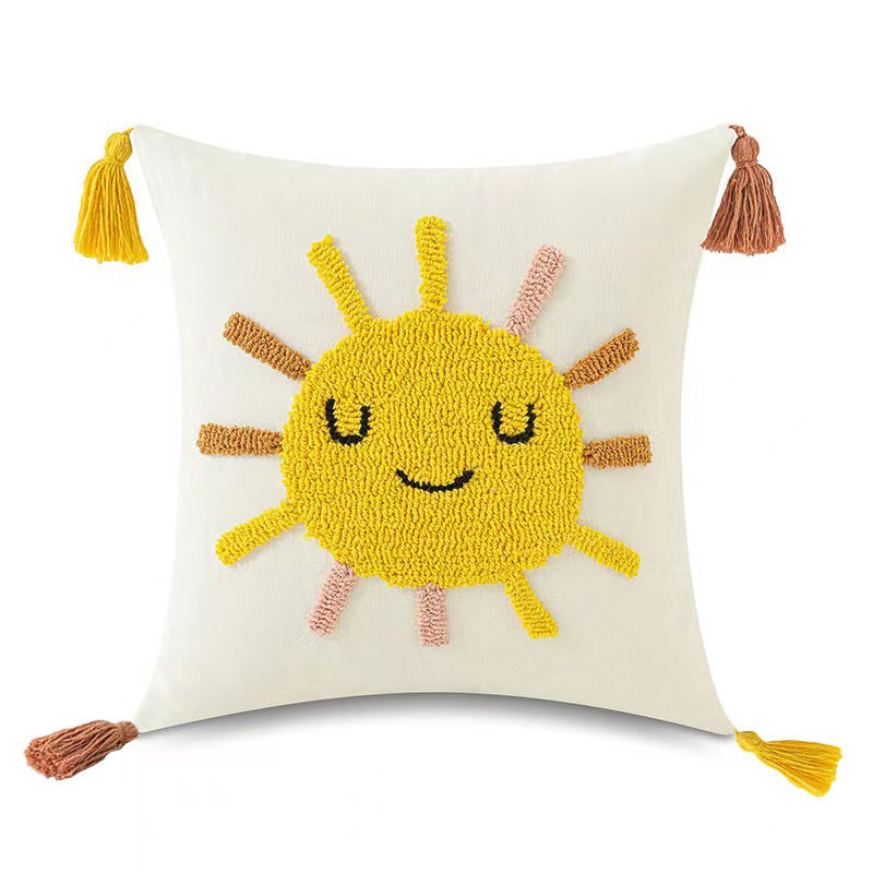 Bright and Cheerful! Loop Pillow Cover Tufted