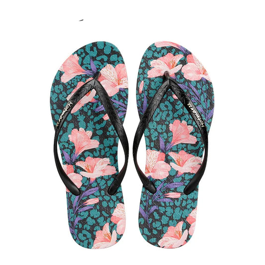 Black floral sandal pair image