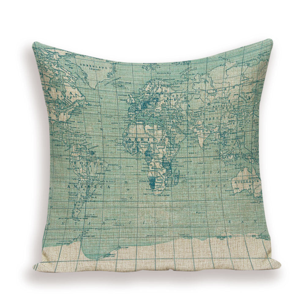 Retro Toss Pillowcase - World Map