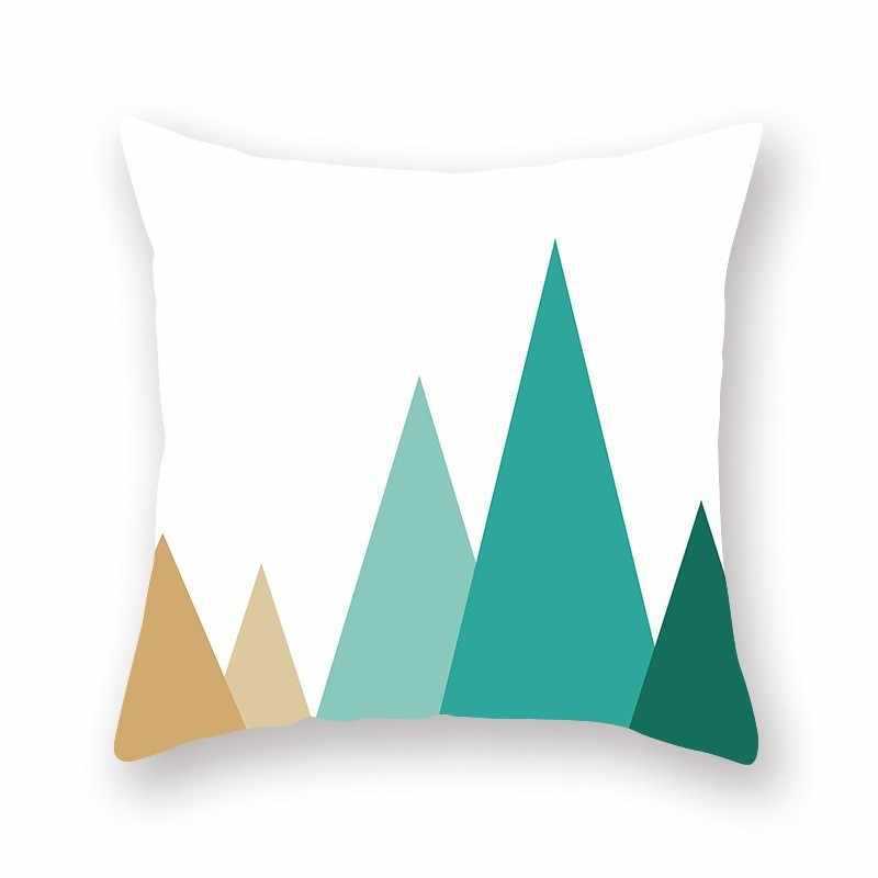 Green geometric pillow cover