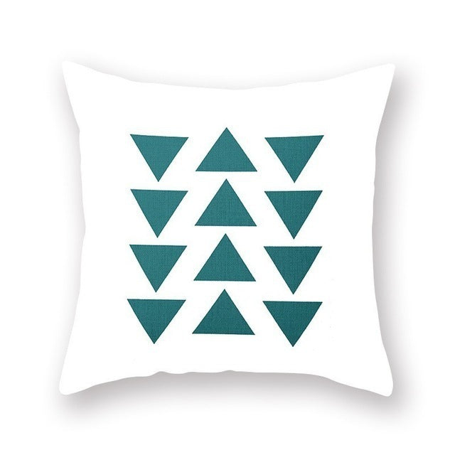 Green geometric pillow cover