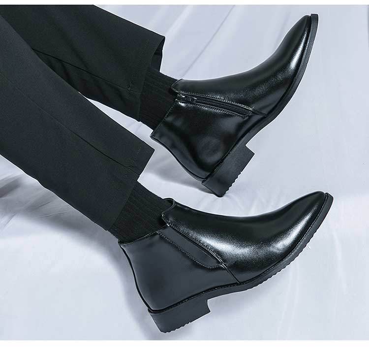 High-top Leather Shoes Men's Side Zipper Working Wear Ankle Boots