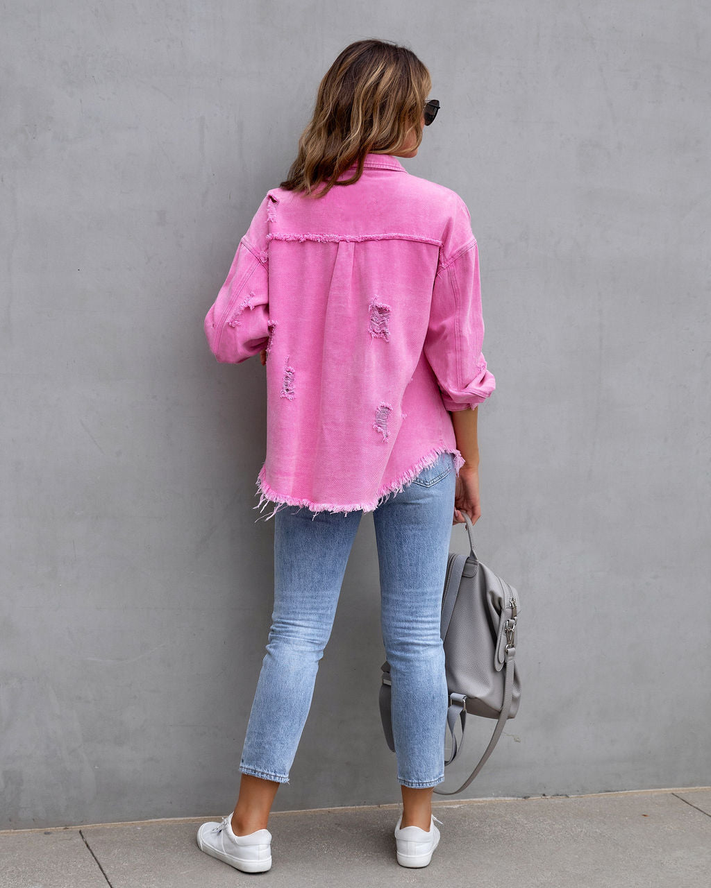 Fashion Ripped Shirt Jacket Female Autumn And Spring Womens Clothing