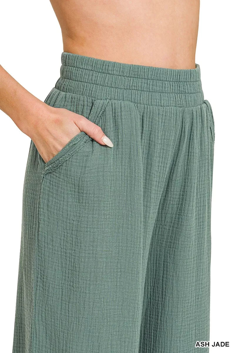 Soft cotton lounge pants with pockets for resort travel