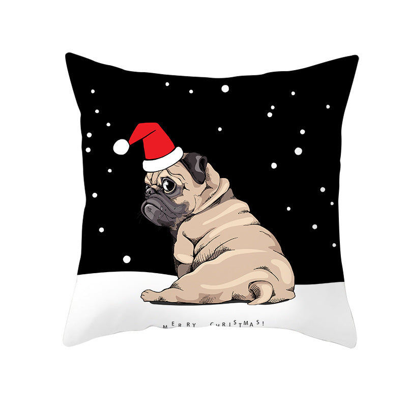 Christmas Pet Peach Skin Fabric Pillow Cover