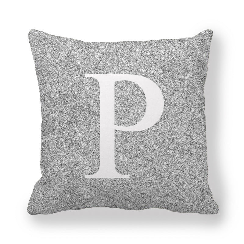 Fashion Gray Shading 26 English Letters Encrypted Peach Skin Fabric Pillow Cover