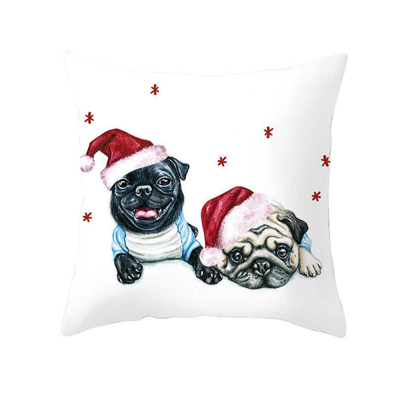 Christmas Pet Peach Skin Fabric Pillow Cover