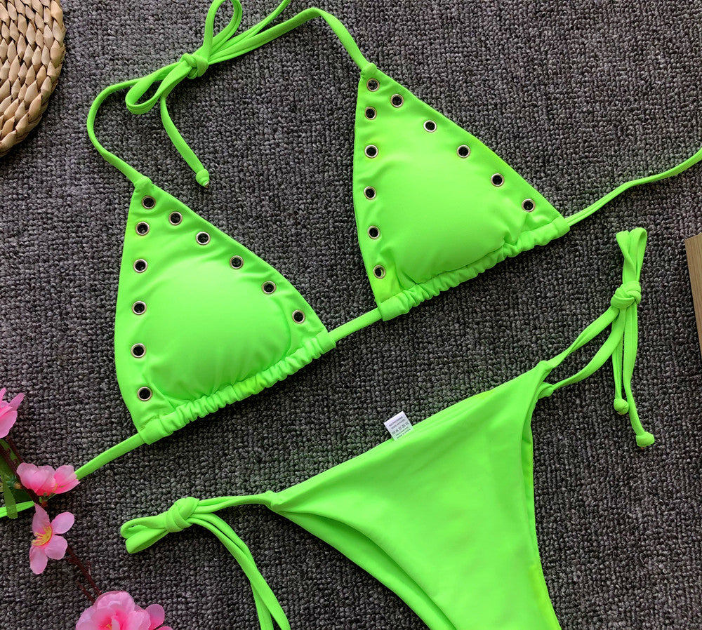 Five-Eye Swimsuit in Black Green and Yellow