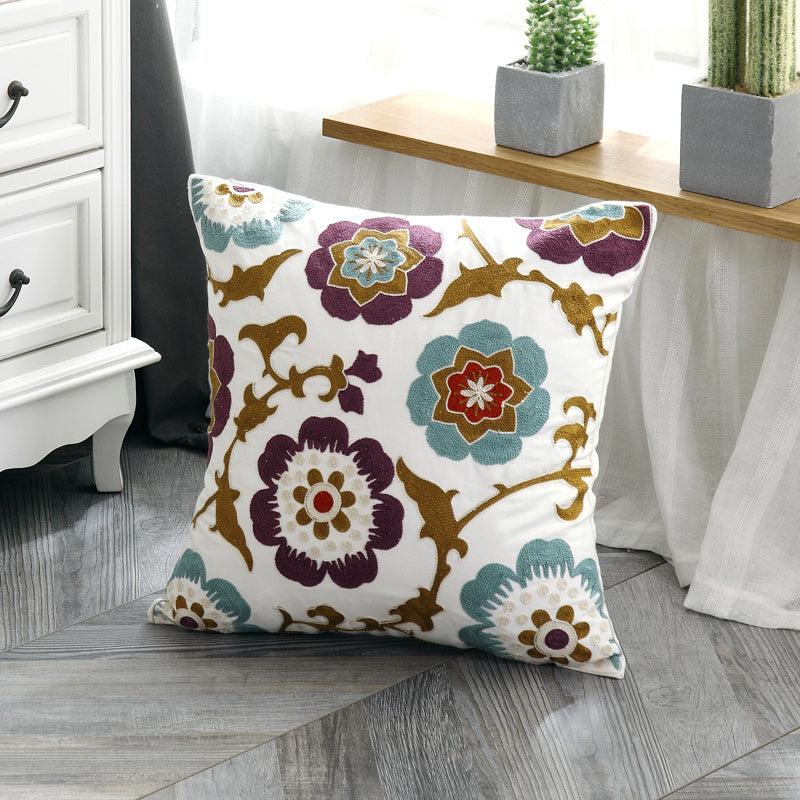 Cotton embroidered pillow cover