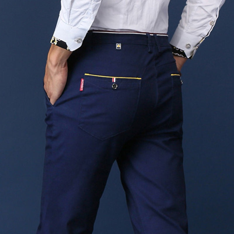 Suit Pants Middle-aged High Elastic Casual Pants Men's Trousers Men Loose Straight Trousers