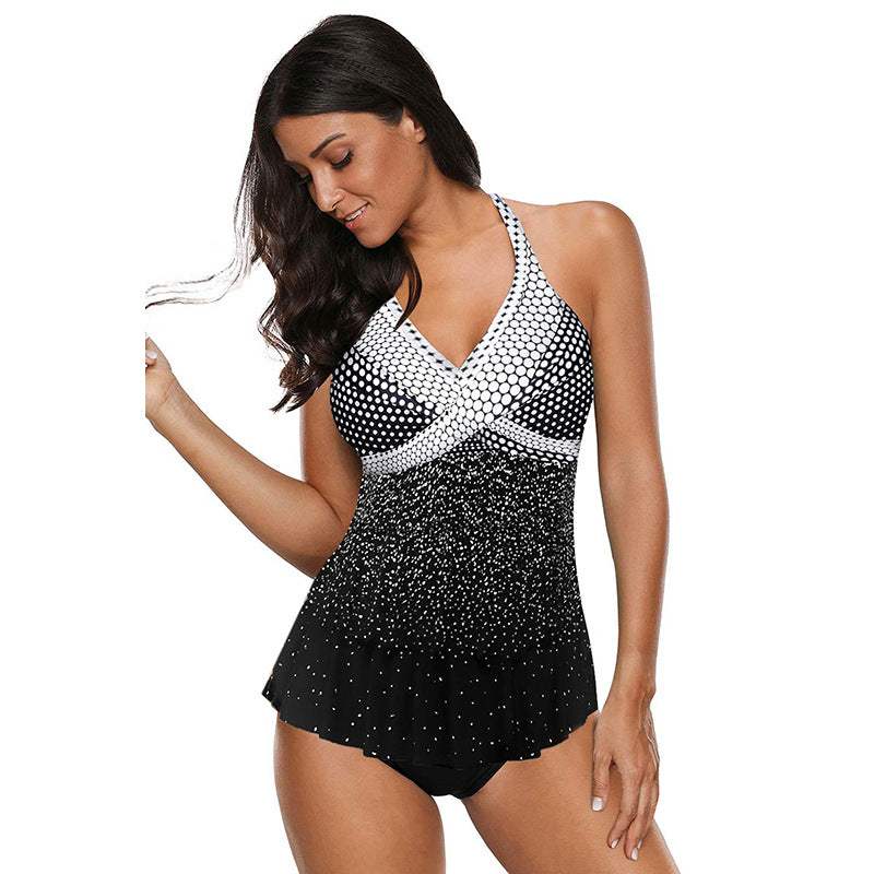 Summer split swimsuit polka dot gradient swimsuit