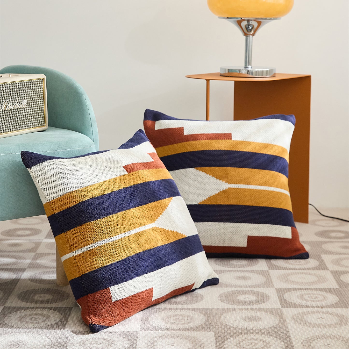 Geometric Knitting Cotton Couch Pillow Cover