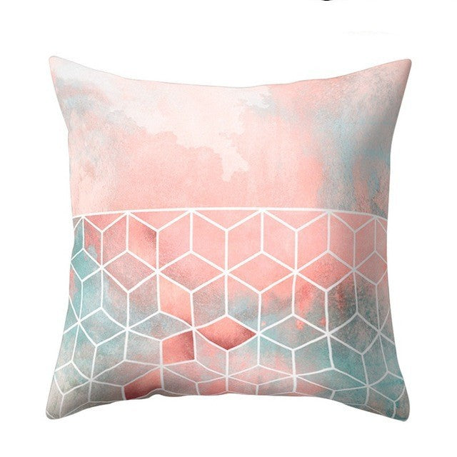 Geometric Polyester Fiber Pillow Cover