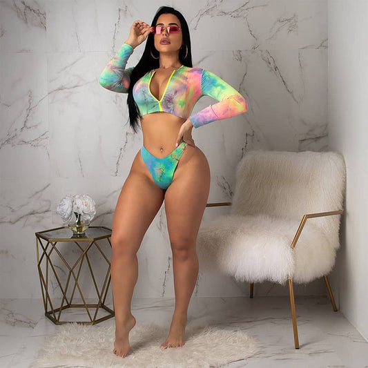The Ibiza Luxe Sheer Sleeve Bikini Set