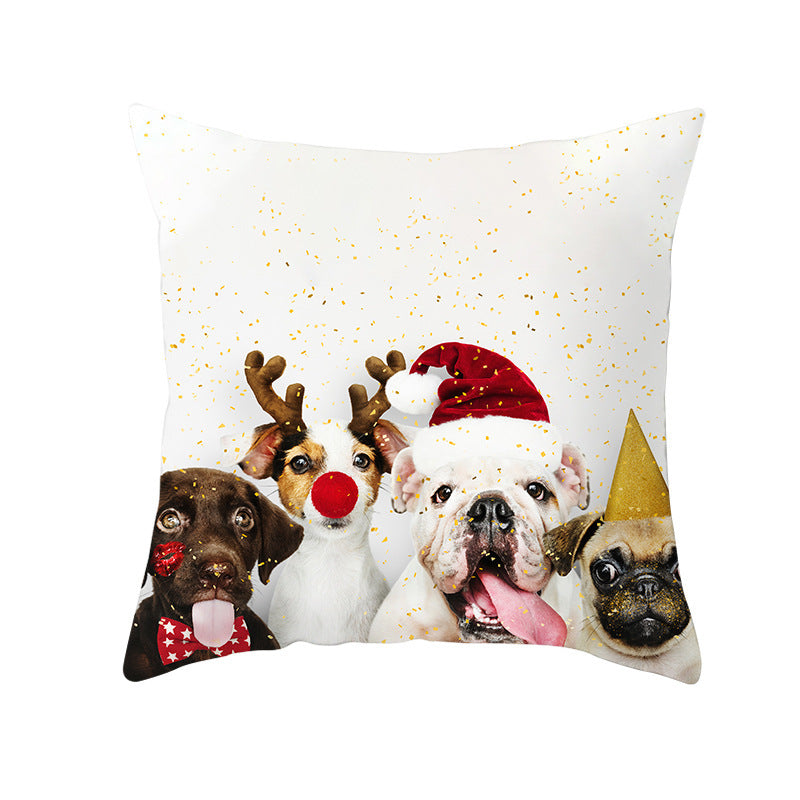 Christmas Pet Peach Skin Fabric Pillow Cover