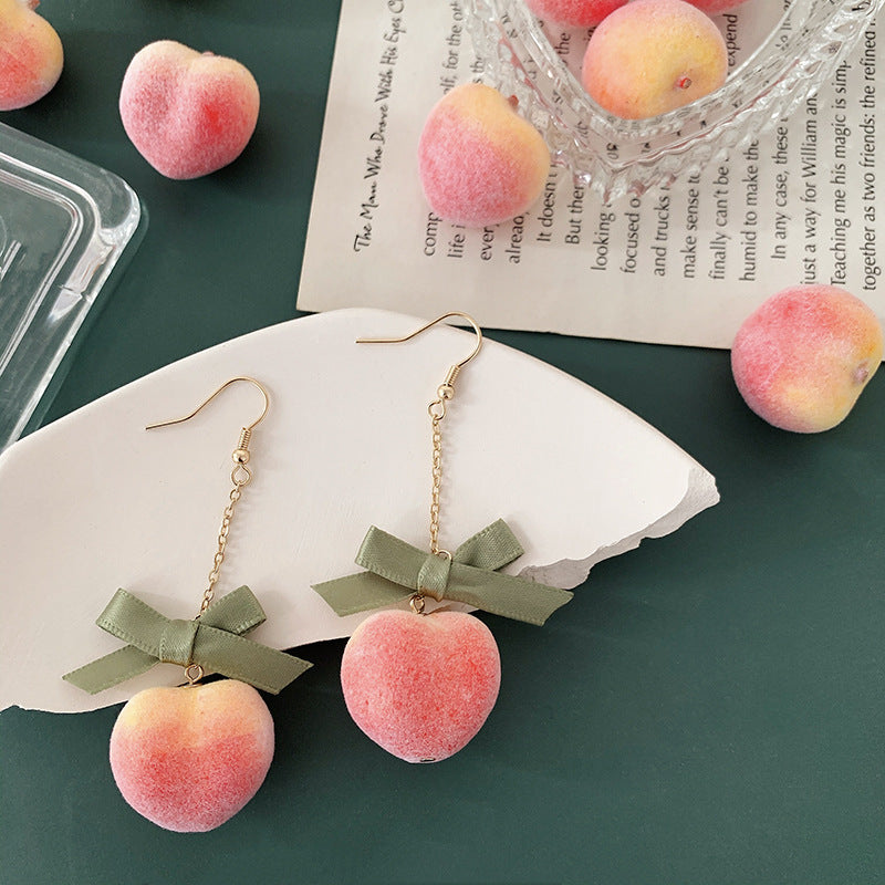 Sweet Peach Long Earrings Girl