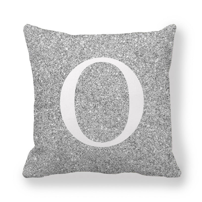 Fashion Gray Shading 26 English Letters Encrypted Peach Skin Fabric Pillow Cover