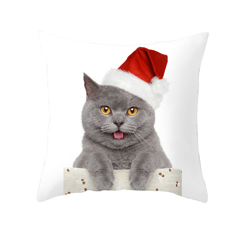 Christmas Pet Peach Skin Fabric Pillow Cover