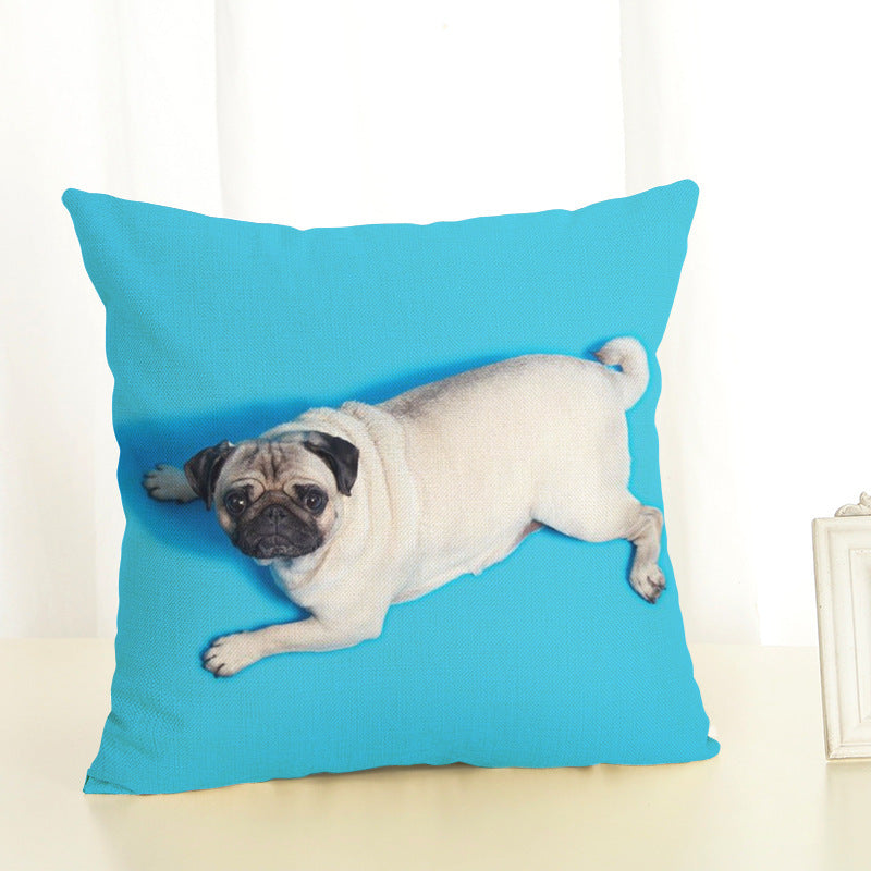 Pug Cotton Linen Pillow Cover