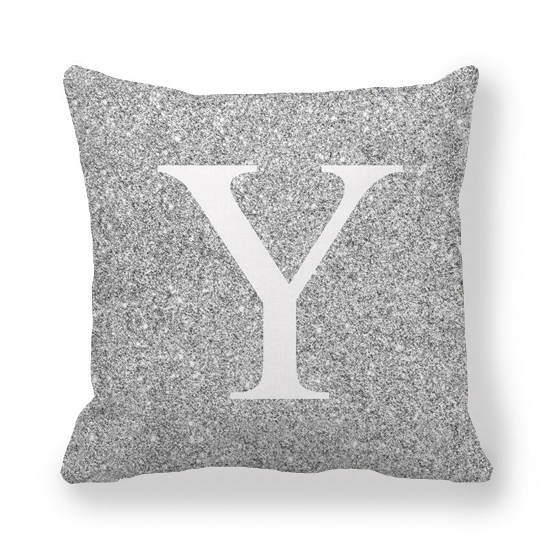 Fashion Gray Shading 26 English Letters Encrypted Peach Skin Fabric Pillow Cover