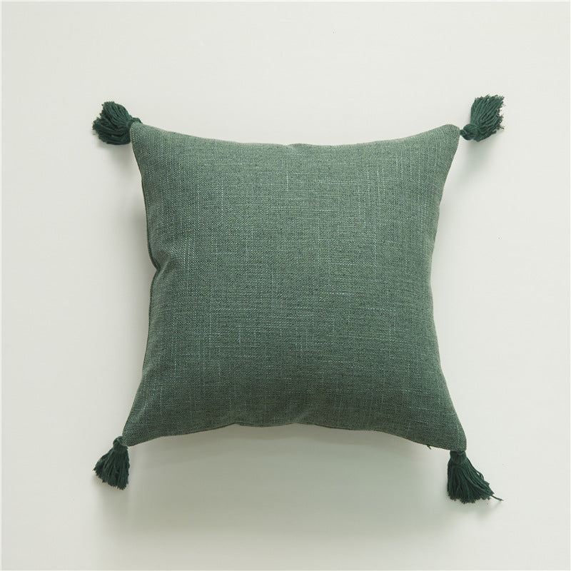 Cotton And Linen Tassel Pillow Cover